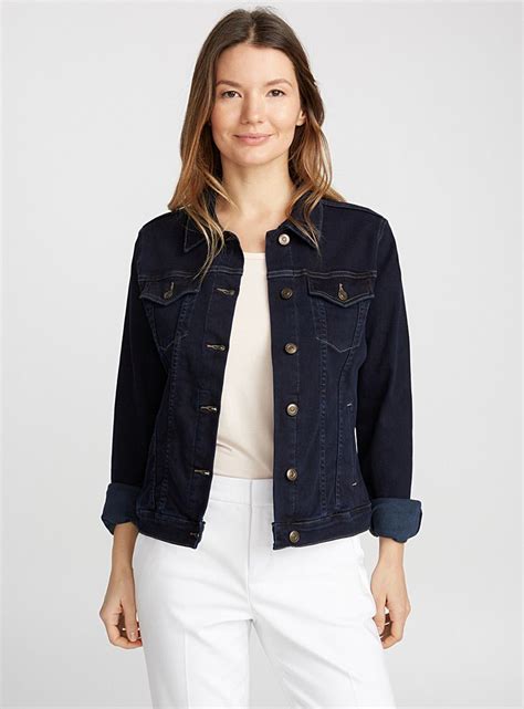 navy blue denim jacket ladies|navy blue lightweight jacket women's.